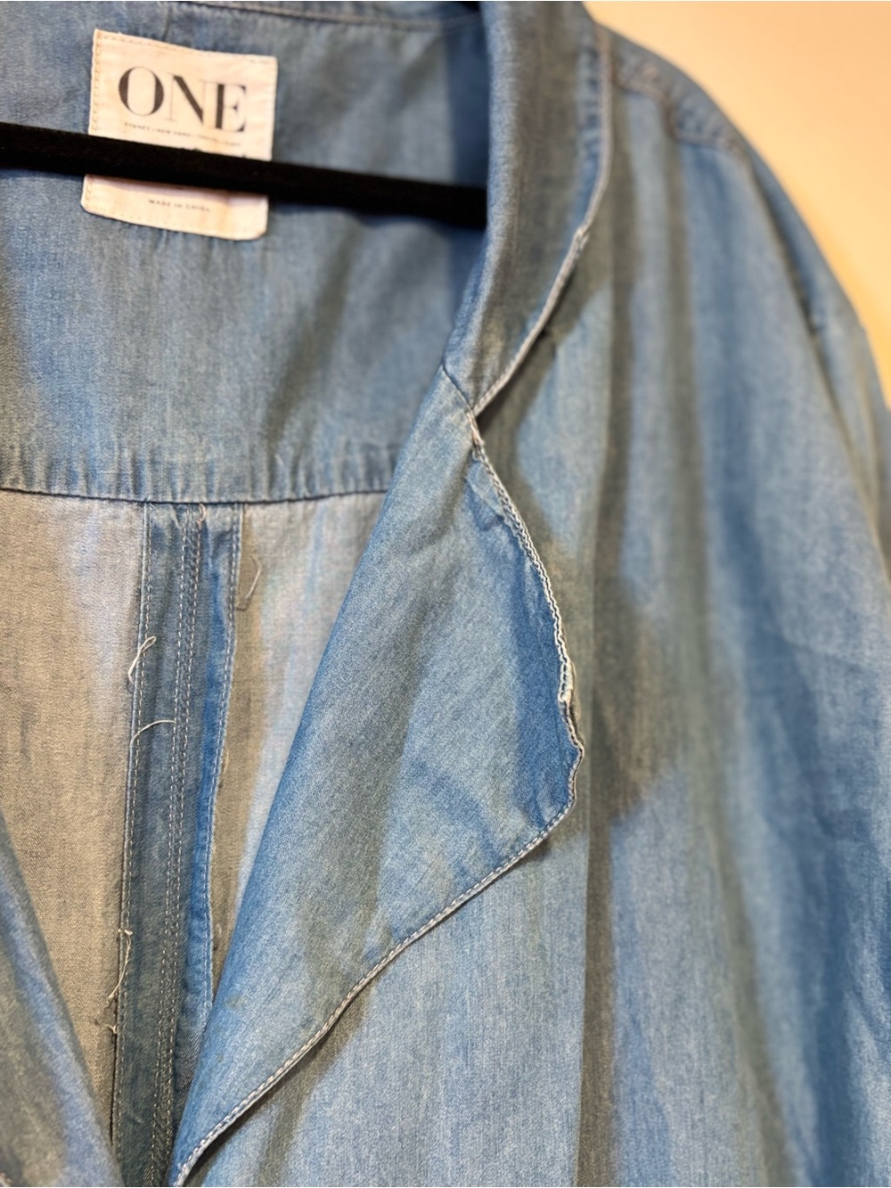 ONE by One Teaspoon Denim Shirt Dress Light Wash Relaxed Oversized Midi Small - Picture 4 of 11